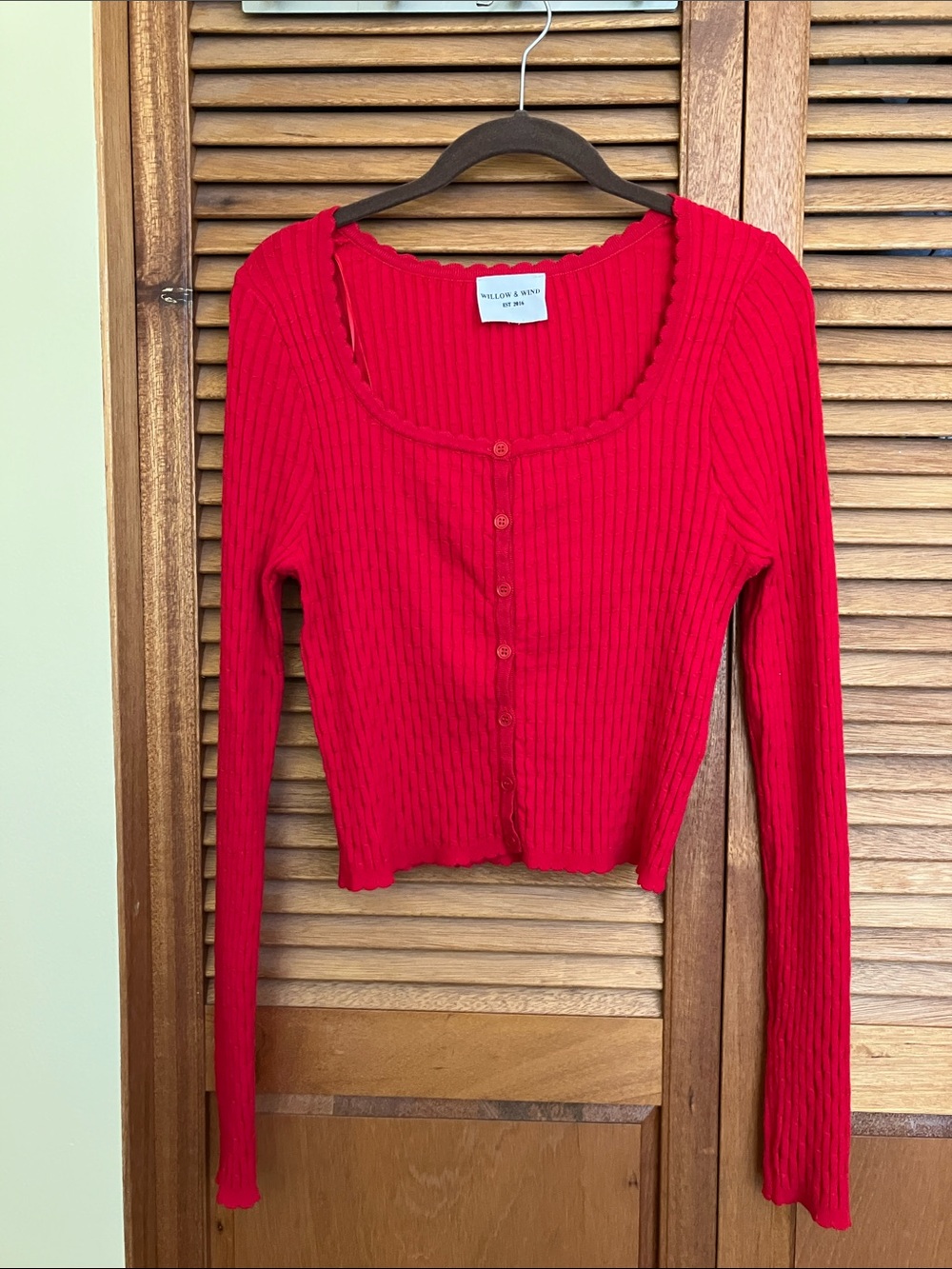 Willow + Wind Ribbed Button-Front Long Sleeve Knit